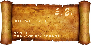 Spinka Ervin névjegykártya